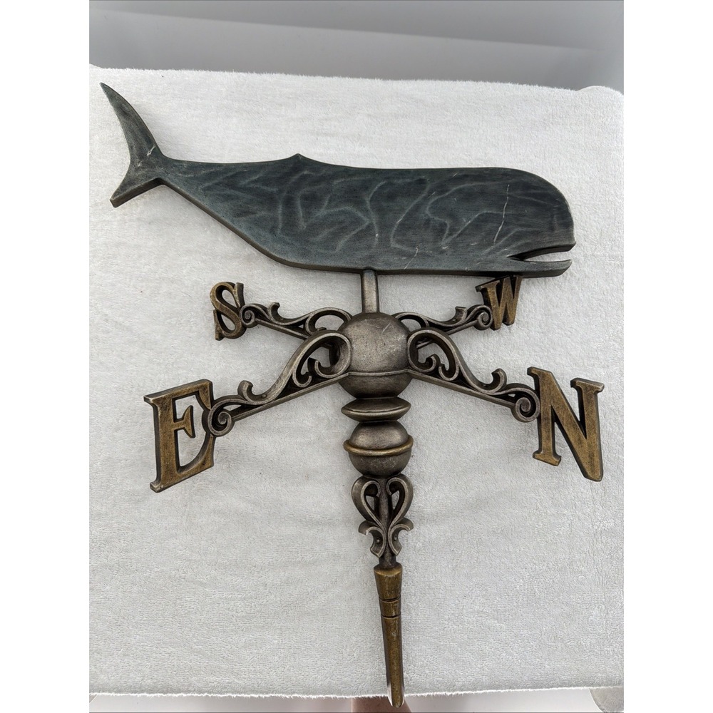 Vtg 1964 Syroco Whale Weather Vane 3D Wall Art !! Silver & Gold HTF !!